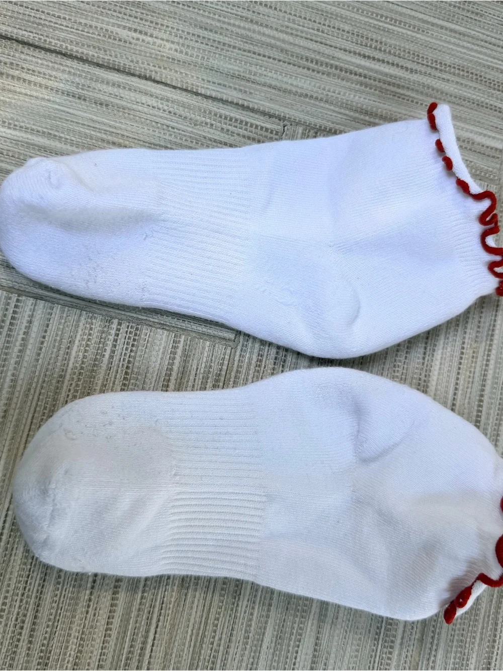 Free People White Ankle Socks with Red Trim - Comfortable Everyday Pair